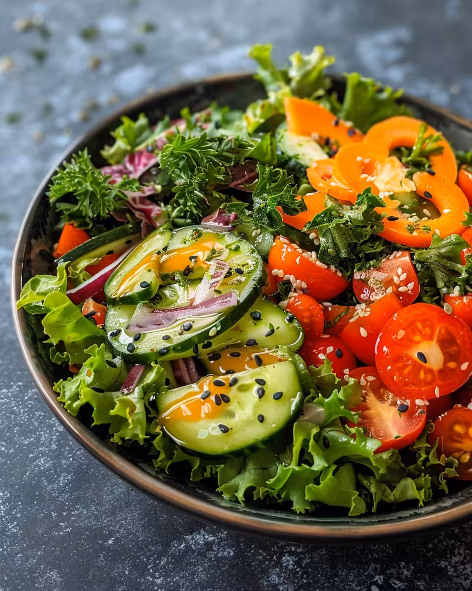 Colorful superfood salad ingredients including quinoa, nuts, and berries