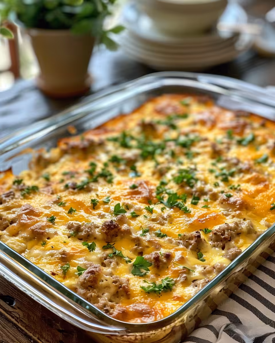 Pressure cooker cooking breakfast sausage and bacon casserole