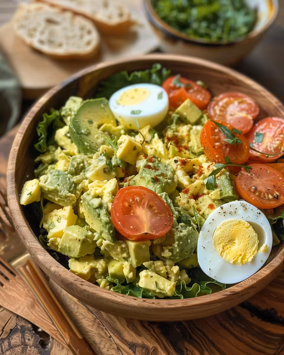 Chopped eggs mixed with herbs and feta in bowl